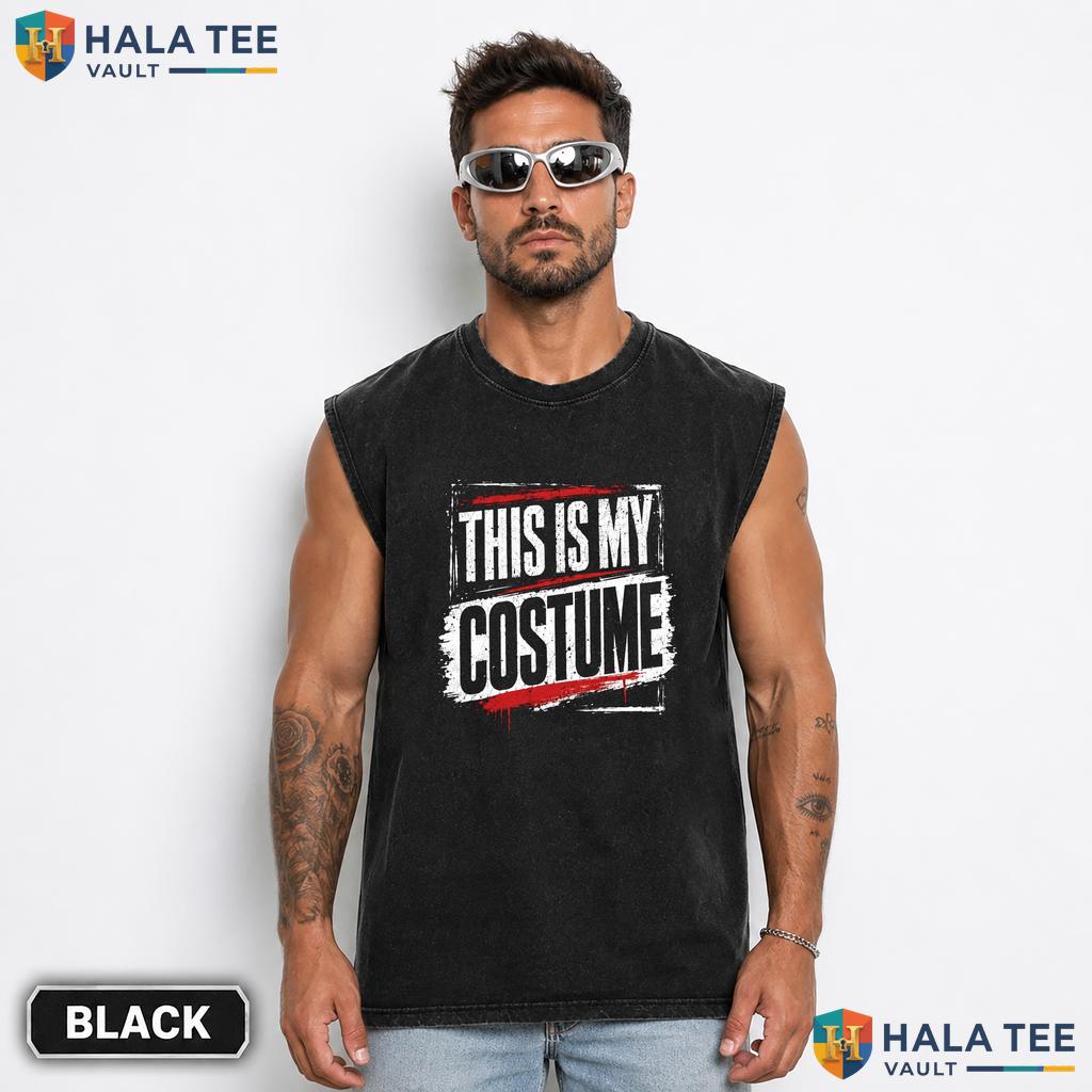 This Is My Costume Streetwear Washed T-Shirt Retro Halloween Party Graphic Apparel