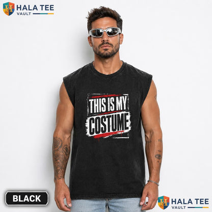 This Is My Costume Streetwear Washed T-Shirt Retro Halloween Party Graphic Apparel