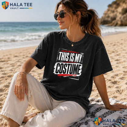 This Is My Costume Heavyweight Washed Shirt Retro Halloween Party Graphic Apparel