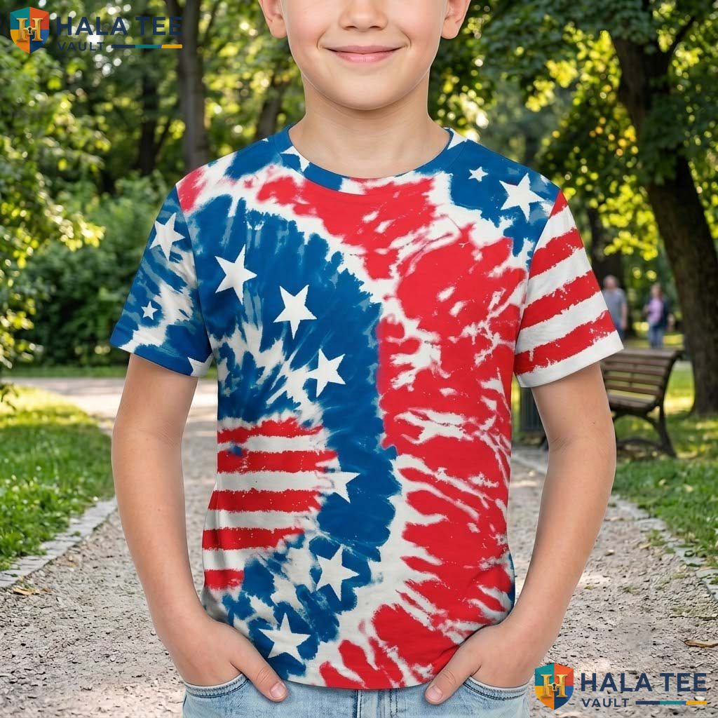 Tie Dye Patriotic 3D T-Shirt Womens Fourth Of July Holiday Outfit