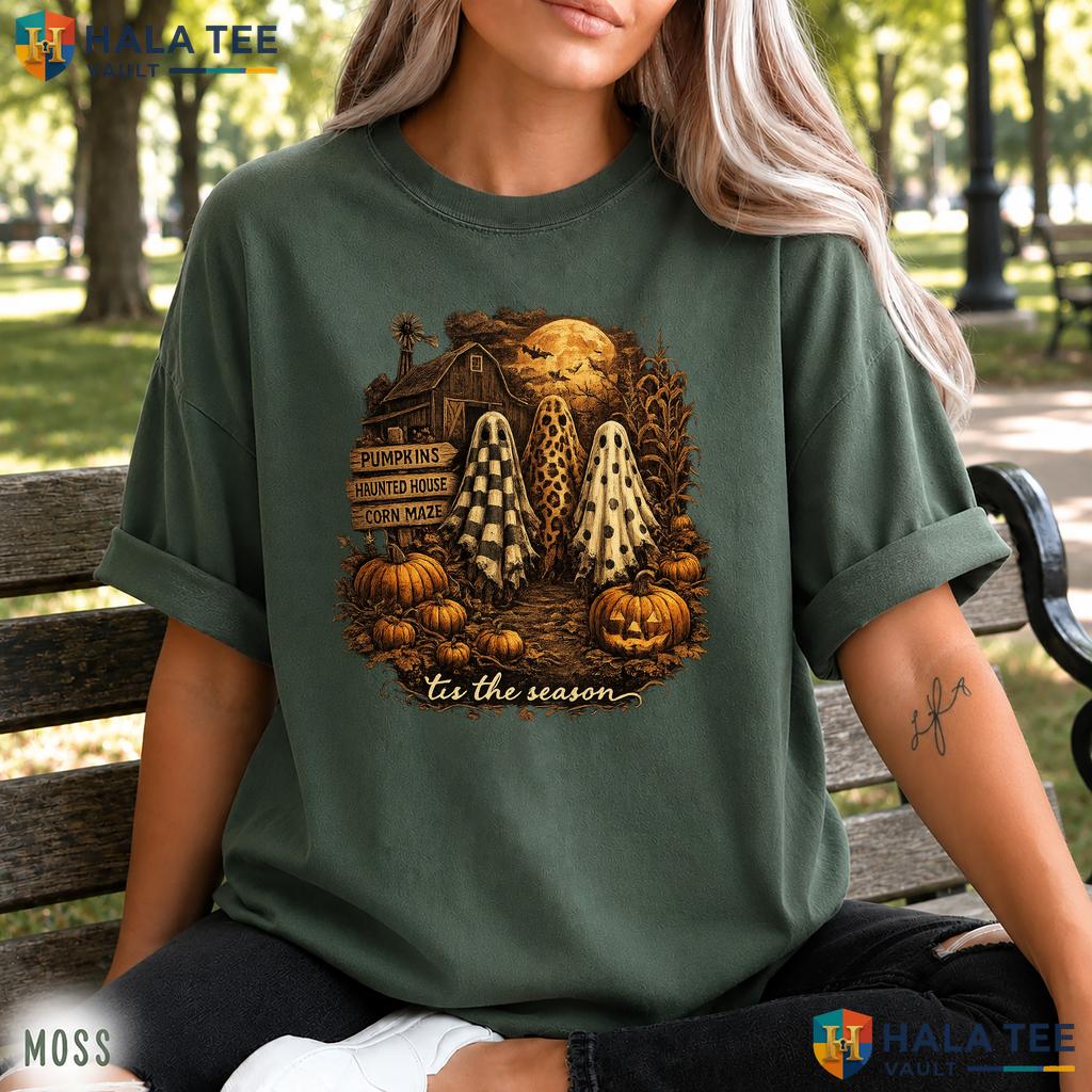 Tis The Season Ghost Comfort Colors T Shirt Spooky Halloween Holiday Gear Vintage Washed Tee