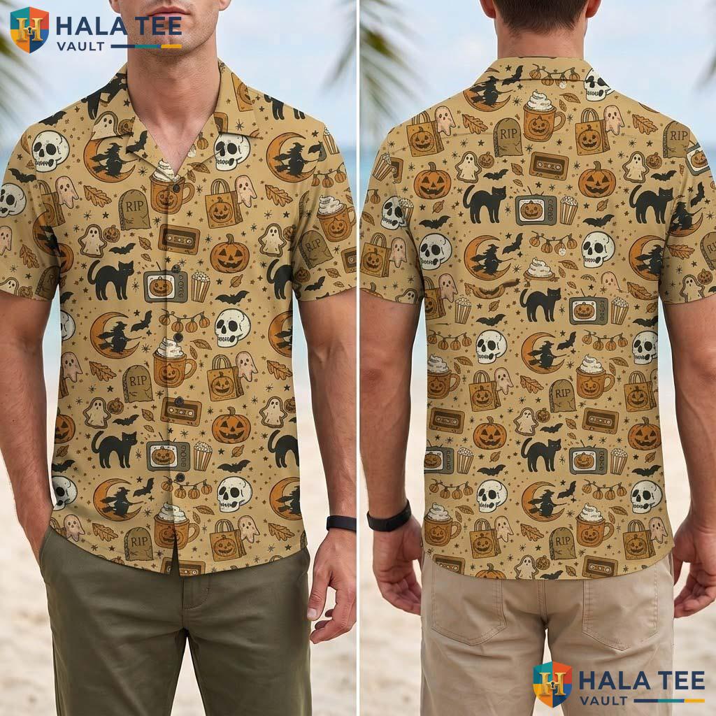 Tis The Season Halloween Hawaiian Shirt Retro Autumn Spooky Aloha Adult