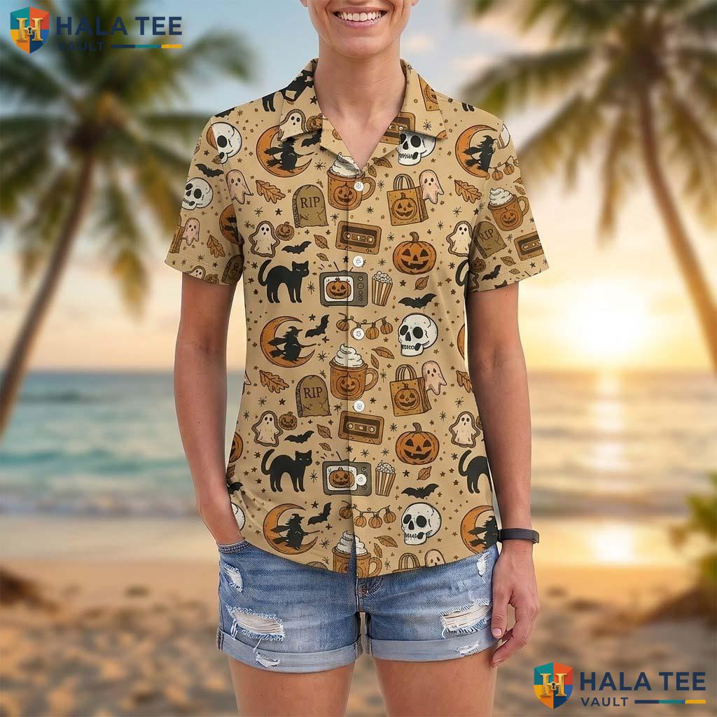 Tis The Season Halloween Hawaiian Shirt Retro Autumn Spooky Aloha Adult