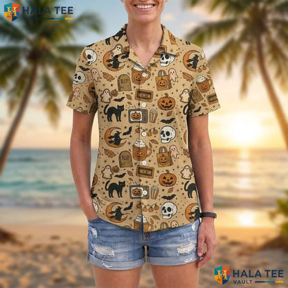 Tis The Season Halloween Hawaiian Shirt Retro Autumn Spooky Aloha Adult