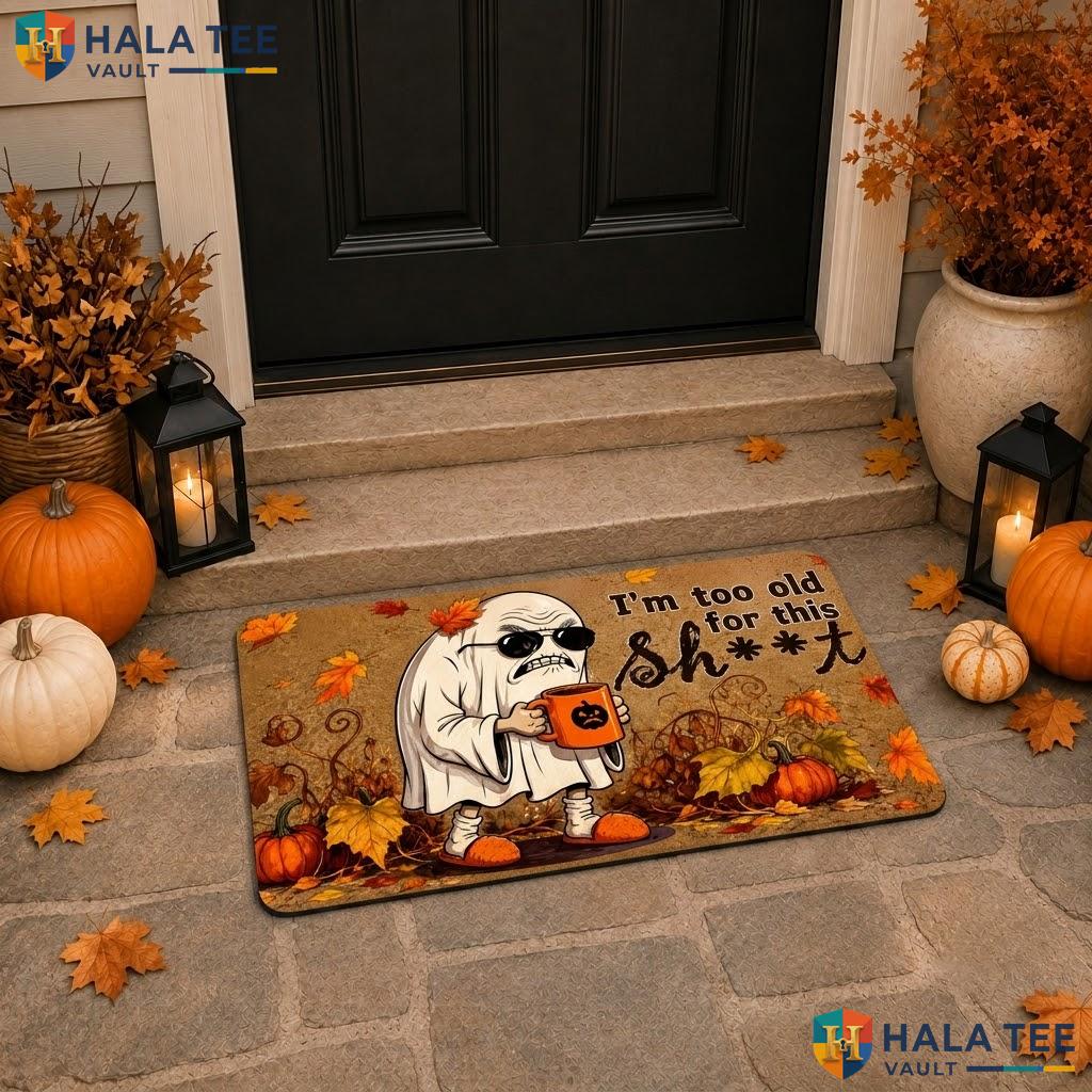 Too Old Ghost Halloween Doormat Fall Pumpkin Trick Or Treat Front Porch Rug