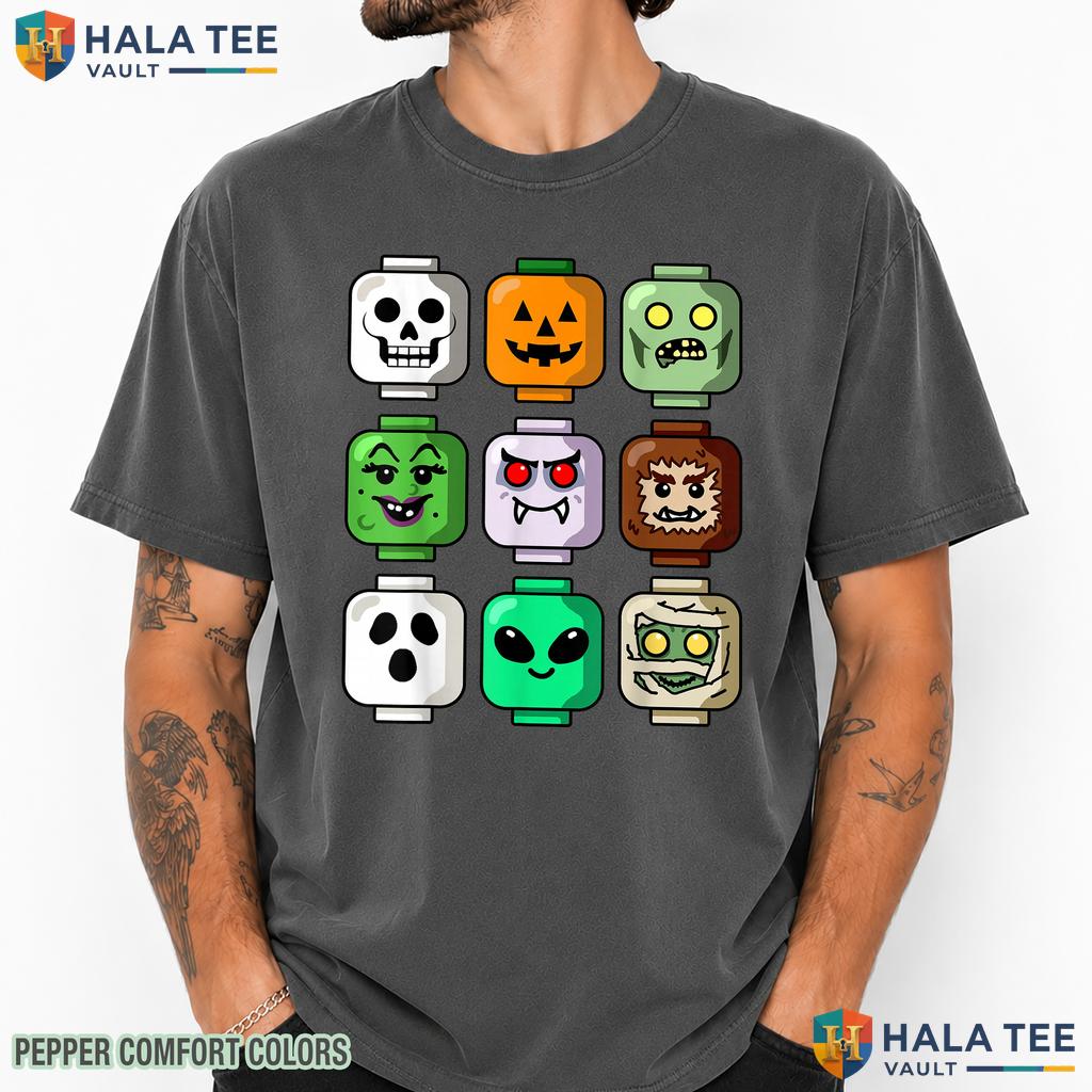 Toy Block Head Pumpkin Ghost Comfort Colors T-Shirt Halloween Zombie