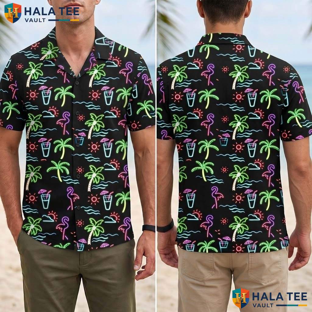 Tropical Black Tropical Shirt Mens Casual Summer Beach Button Down Top