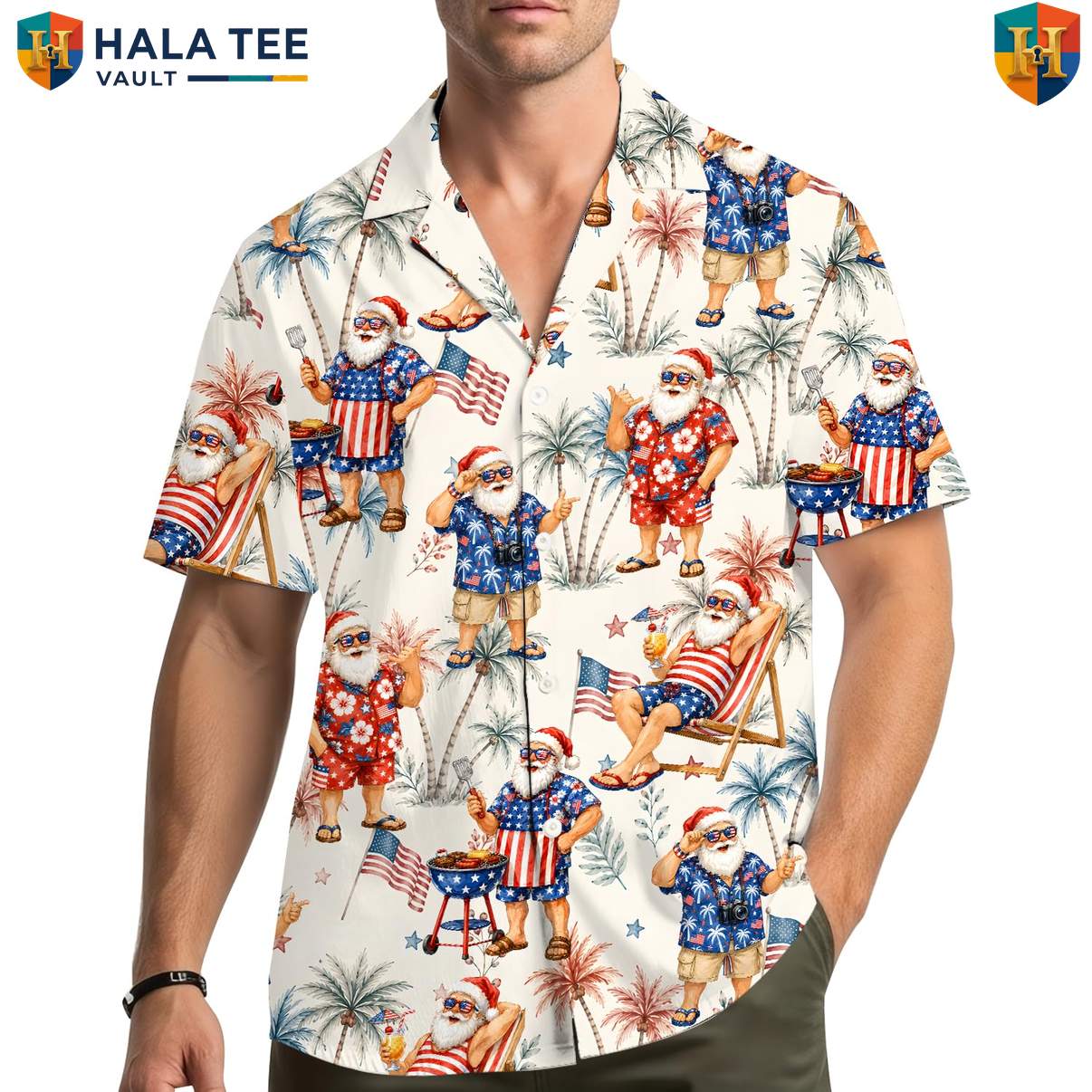 Tropical Christmas July Hawaiian Shirt Mens Summer Holiday Beach Party Outfit