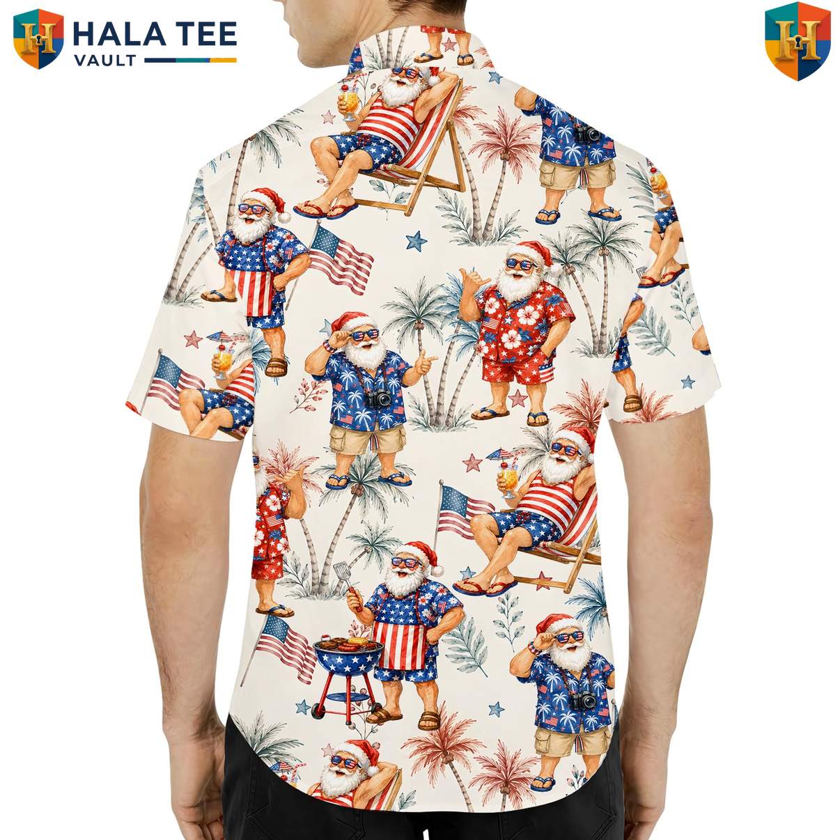 Tropical Christmas July Short-sleeve button-up shirt Mens Summer Holiday Beach Party Outfit