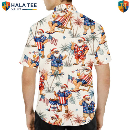 Tropical Christmas July Short-sleeve button-up shirt Mens Summer Holiday Beach Party Outfit