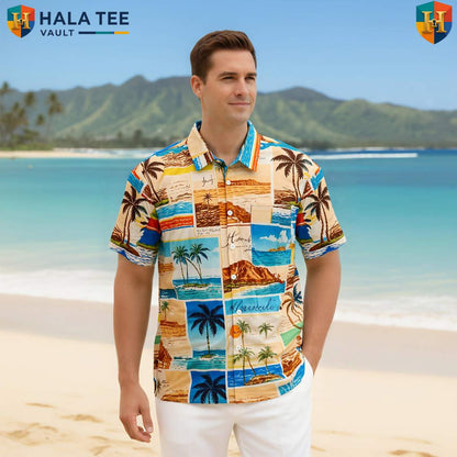 Tropical Coconut Palm Aloha Tee Shirt Mens Lightweight Beach Festival Camp Gear