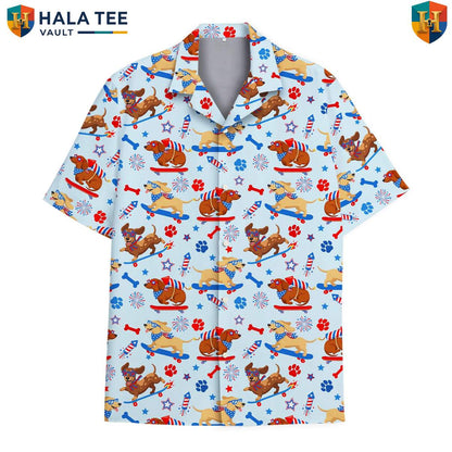 Tropical Dachshund Dog Aloha Shirt Mens Wiener Dog Luau Party Vacation Top
