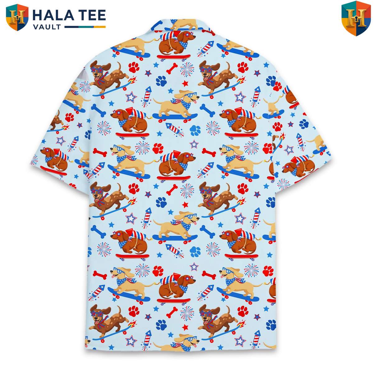 Tropical Dachshund Dog Short-sleeve button-up shirt Mens Wiener Dog Luau Party Vacation Top