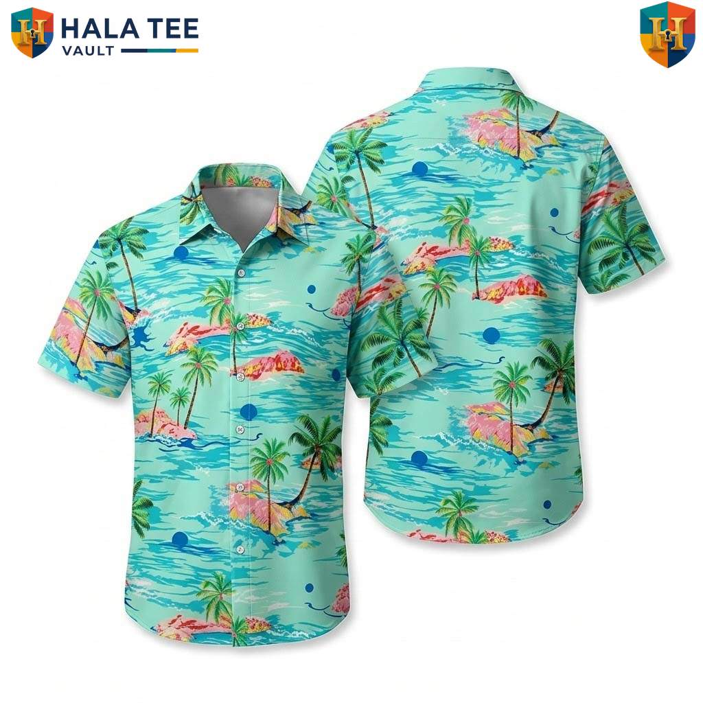 Tropical Green Aloha Shirt Mens Casual Summer Beach Button Down Outfit