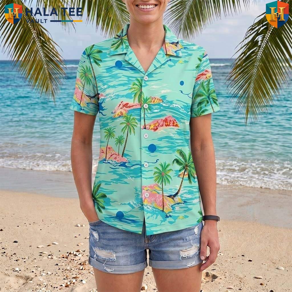 Tropical Green Aloha TShirt Mens Casual Summer Beach Button Down Outfit