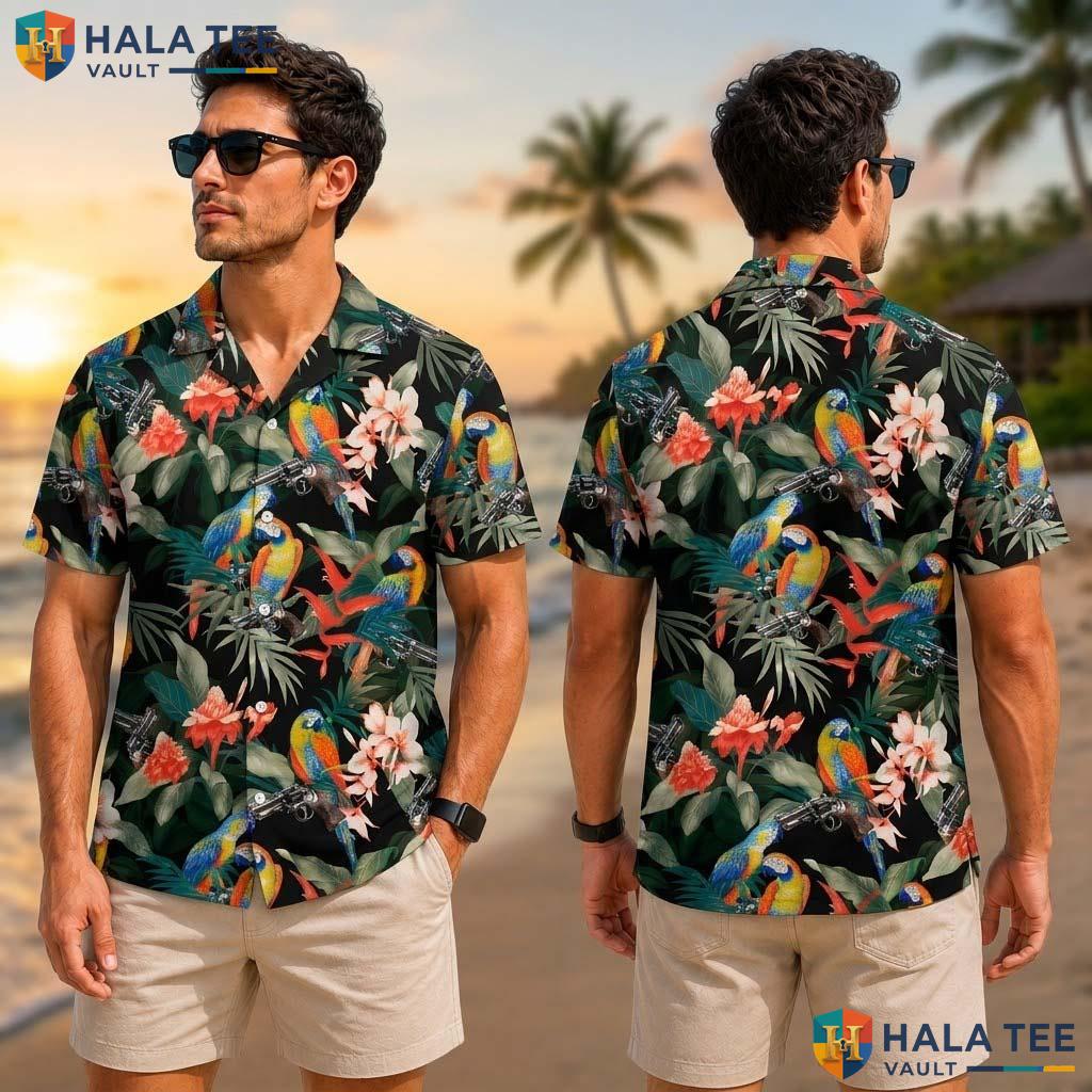 Tropical Parrot Tropical Shirt Vibrant Mens Button Up Tropical Design Apparel