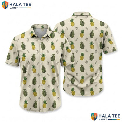 Tropical Pineapple Aloha Shirt Casual Short Sleeve Button Up Top For Men