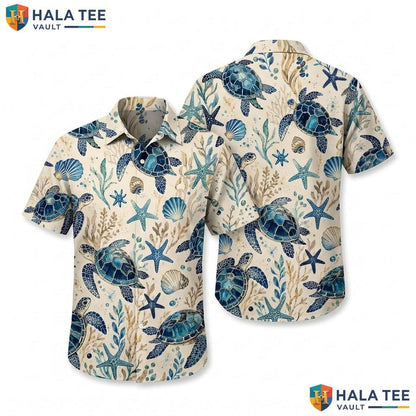 Tropical Sea Turtle Aloha Shirt Vibrant Mens Button Down Beach Party Apparel