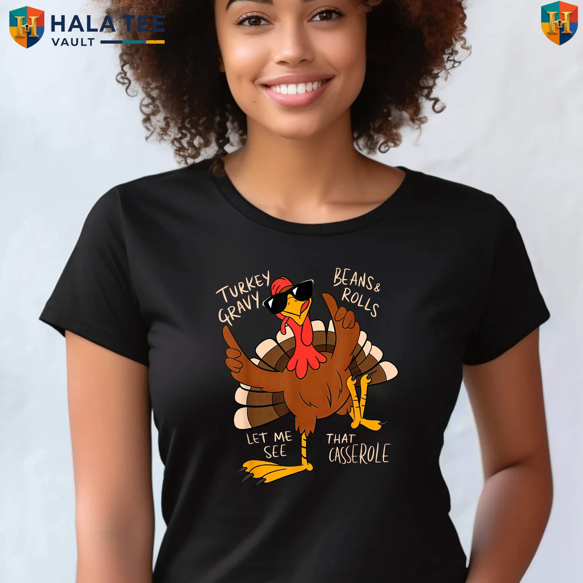 Turkey Gravy Beans Rolls T-Shirt Casserole Funny Thanksgiving Dinner Food Top
