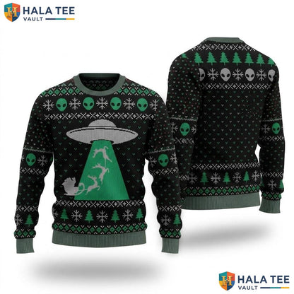 UFO Alien Santa Ugly Christmas Sweater Funny Space Holiday Apparel