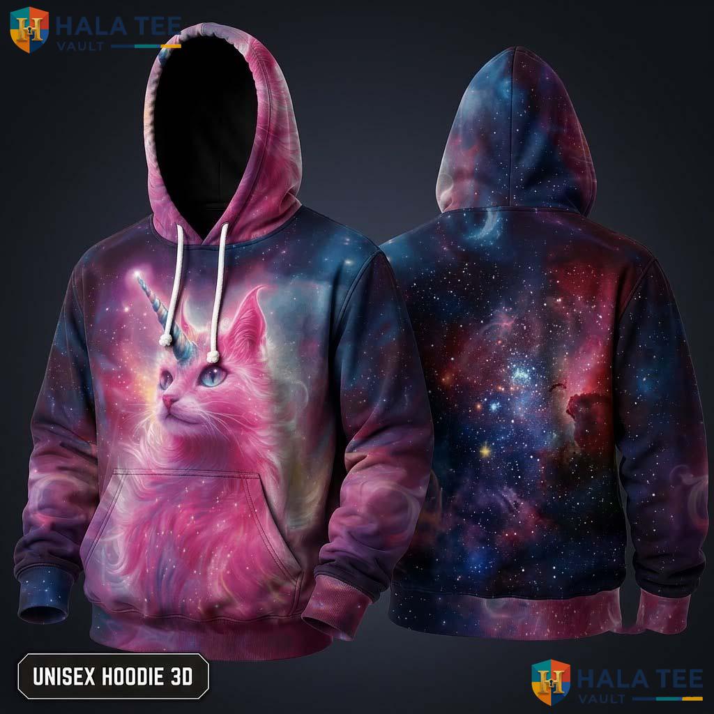 Unicorn Cat Galaxy Hoodie Kids Novelty 3D Printed Pullover Girl Boy