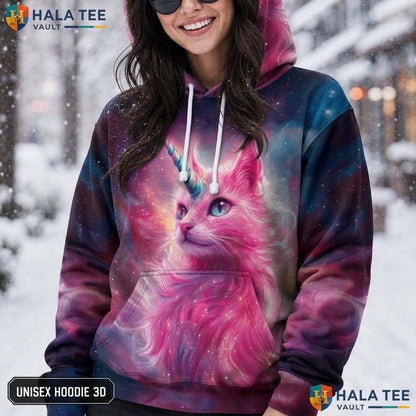 Unicorn Cat Galaxy Hoodie Kids Novelty 3D Printed Pullover Girl Boy AOP Hoodie