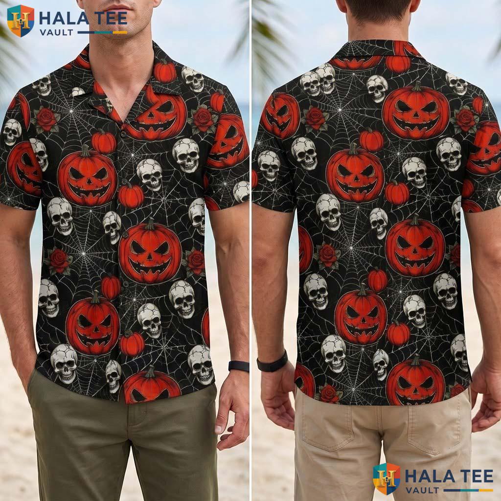 Unique Artwork Halloween Hawaiian Shirt Spooky Season Festival Aloha Adult