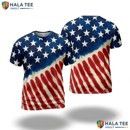 USA Flag Patriotic All Over Print T-Shirt Mens Fourth Of July Costume Top