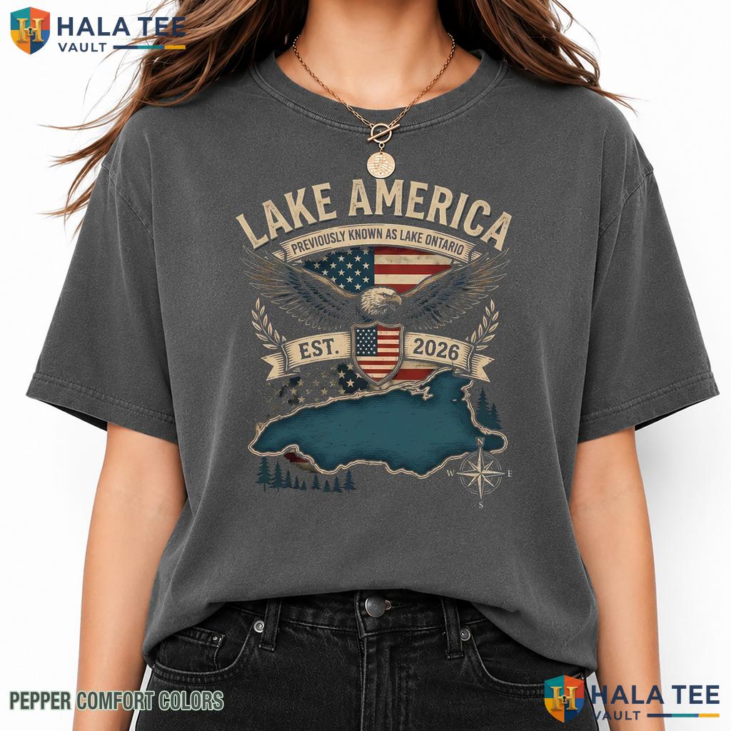 USA Previously Garment-Dyed T-Shirt Lake America Ontario Satire Apparel