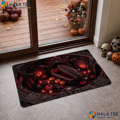 Vampire Coffin Crypt Halloween Doormat 3D Open Casket Dungeon Decor