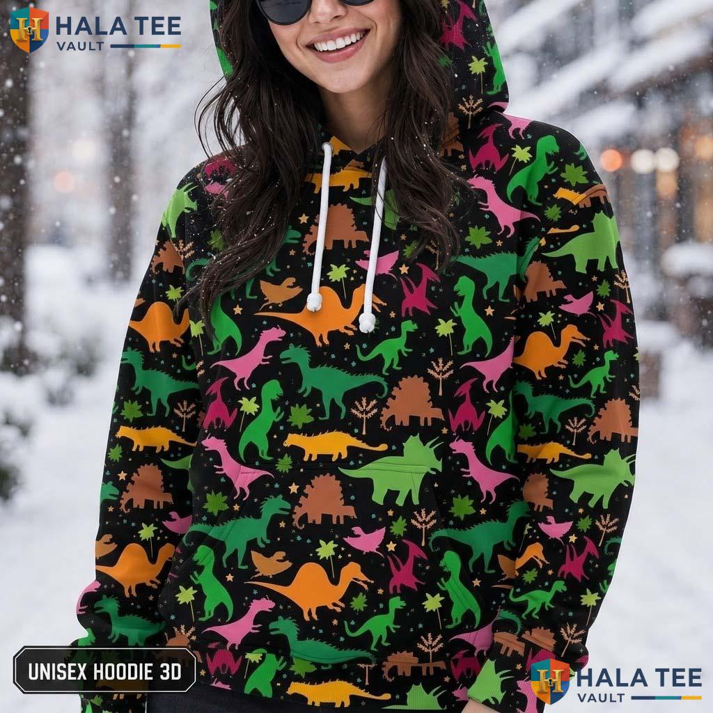 Vibrant Cartoon Dinosaur 3D Printed Hoodie Funny Graphic Apparel Men Women