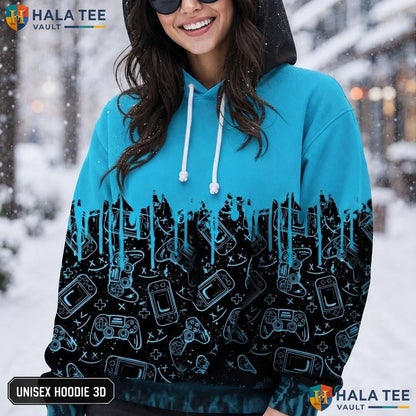 Video Game Controller Hoodie Warm Thick 3D Sweatshirt Boys Girls Apparel AOP Hoodie