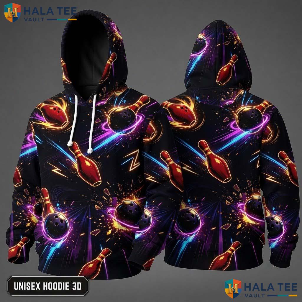 Vintage Bowling Balls Thanksgiving 3D Hoodie Vibrant Enthusiasts Top