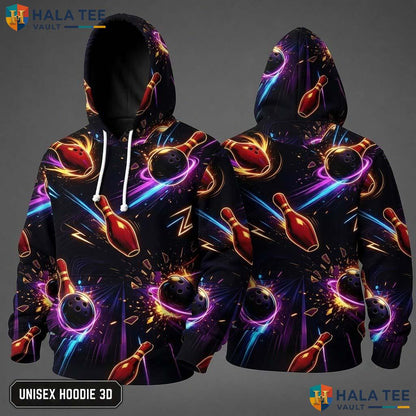 Vintage Bowling Balls Thanksgiving 3D Hoodie Vibrant Enthusiasts Top