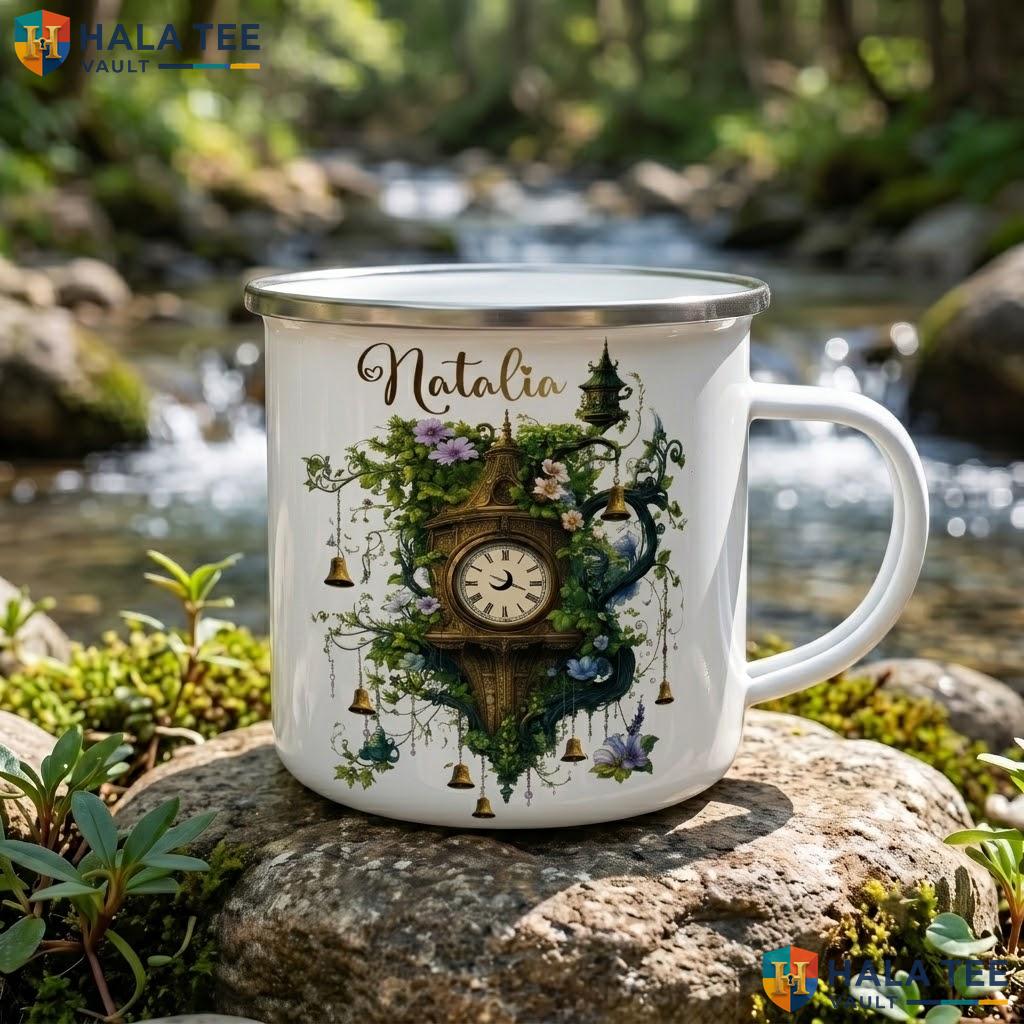 Vintage Clock Fantasy Ceramic Mug Custom Wizard Hat Halloween Coffee Accent Mug