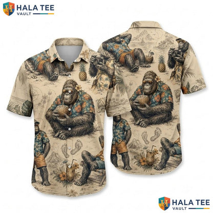 Vintage Gorilla Tropical Hawaiian Shirt Funny Summer Button Down Apparel