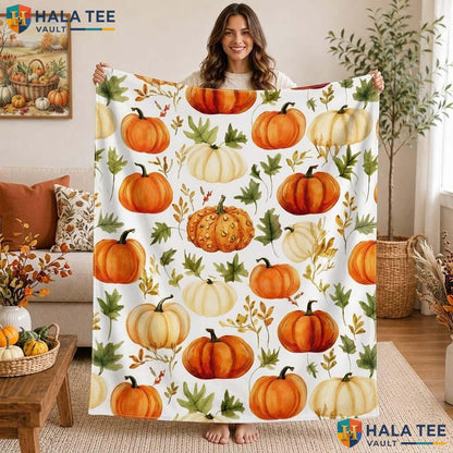 Vintage Patch Halloween Blanket Cozy Autumn Kids Cute Pumpkin Throw