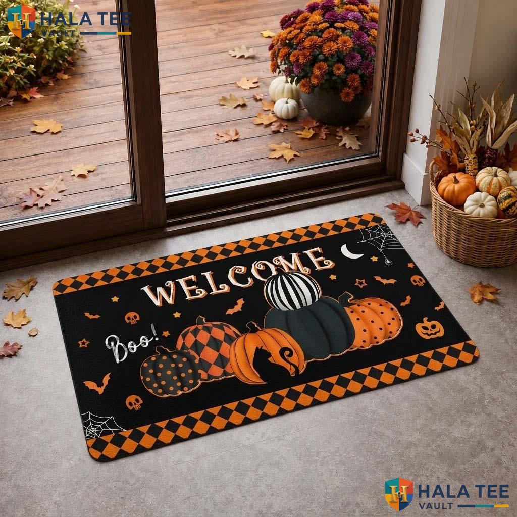 Vintage Pumpkin Fall Doormat Spooky Welcome Entrance Rug Entryway Decor