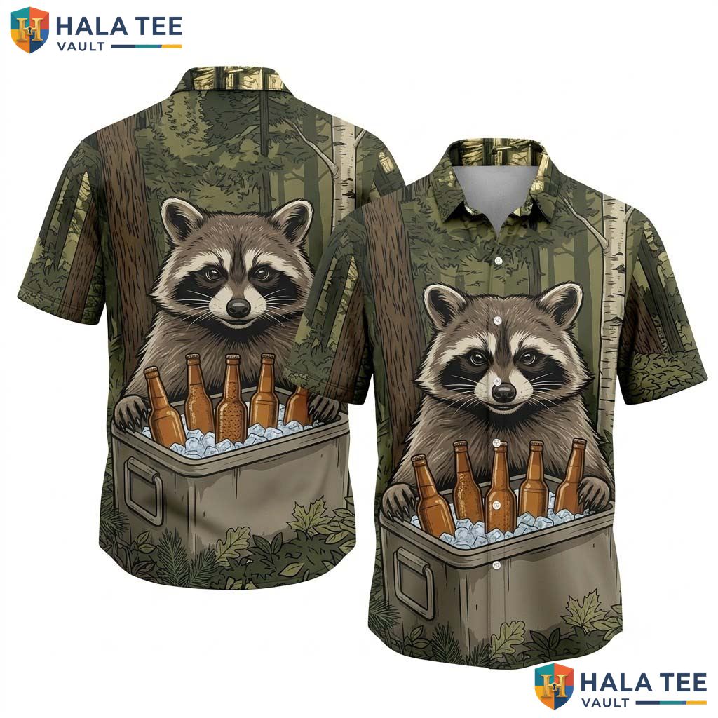 Vintage Raccoon Outdoor Hawaiian Shirt Funny Casual Summer Button Down Apparel