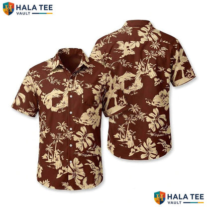 Vintage Red Palm Aloha Shirt Mens Tropical Casual Summer Beachwear Top