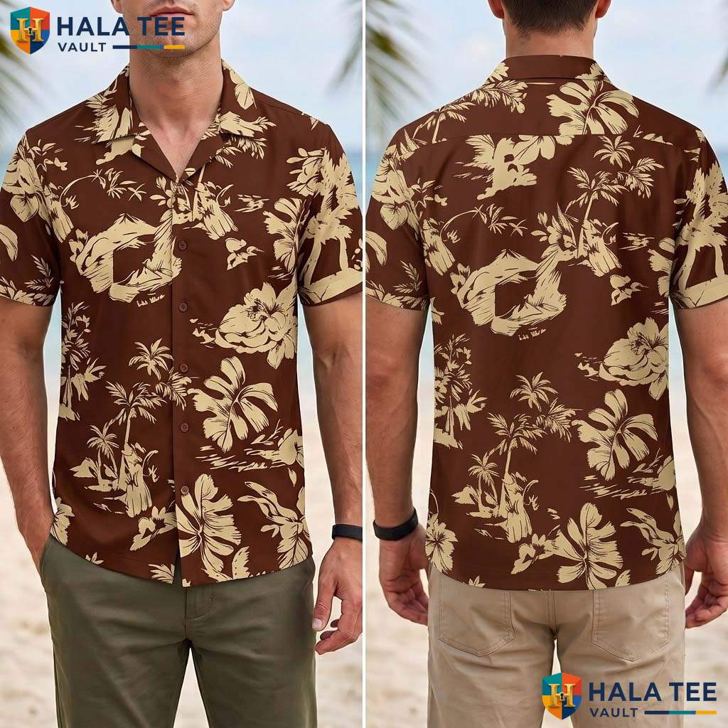 Vintage Red Palm Aloha T-Shirt Mens Tropical Casual Summer Beachwear Top