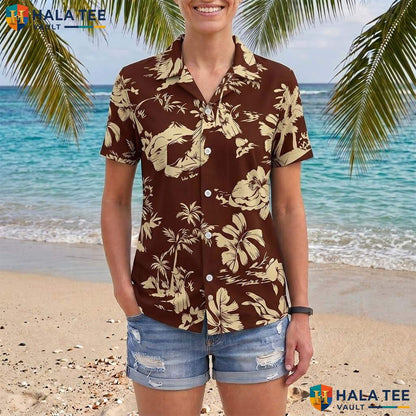 Vintage Red Palm Aloha TShirt Mens Tropical Casual Summer Beachwear Top