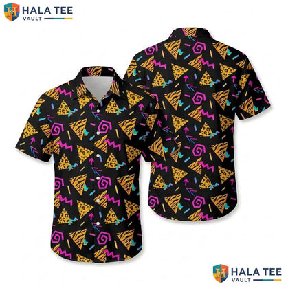 Vintage Retro Black Hawaiian Shirt Mens 80s 90s Button Down Outfit Top