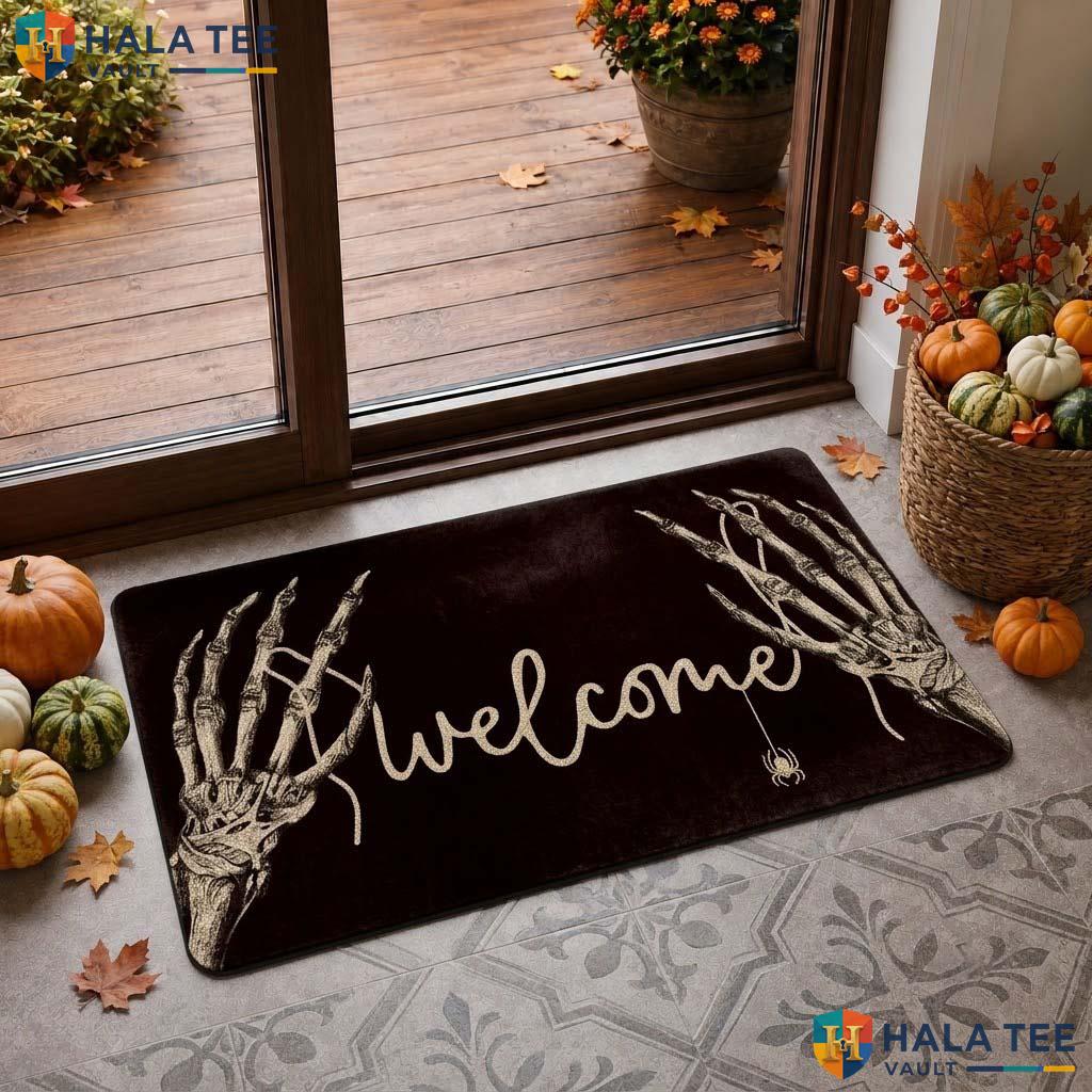 Vintage Skeletal Hand Doormat Halloween Welcome Rug Indoor Outdoor Decor