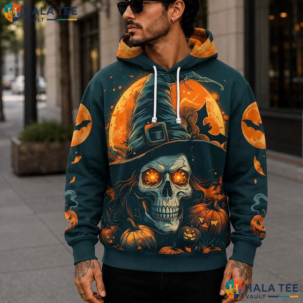 Vintage Skull Pumpkin 3D Printed Hoodie Graphic Halloween Sweatshirt For Men