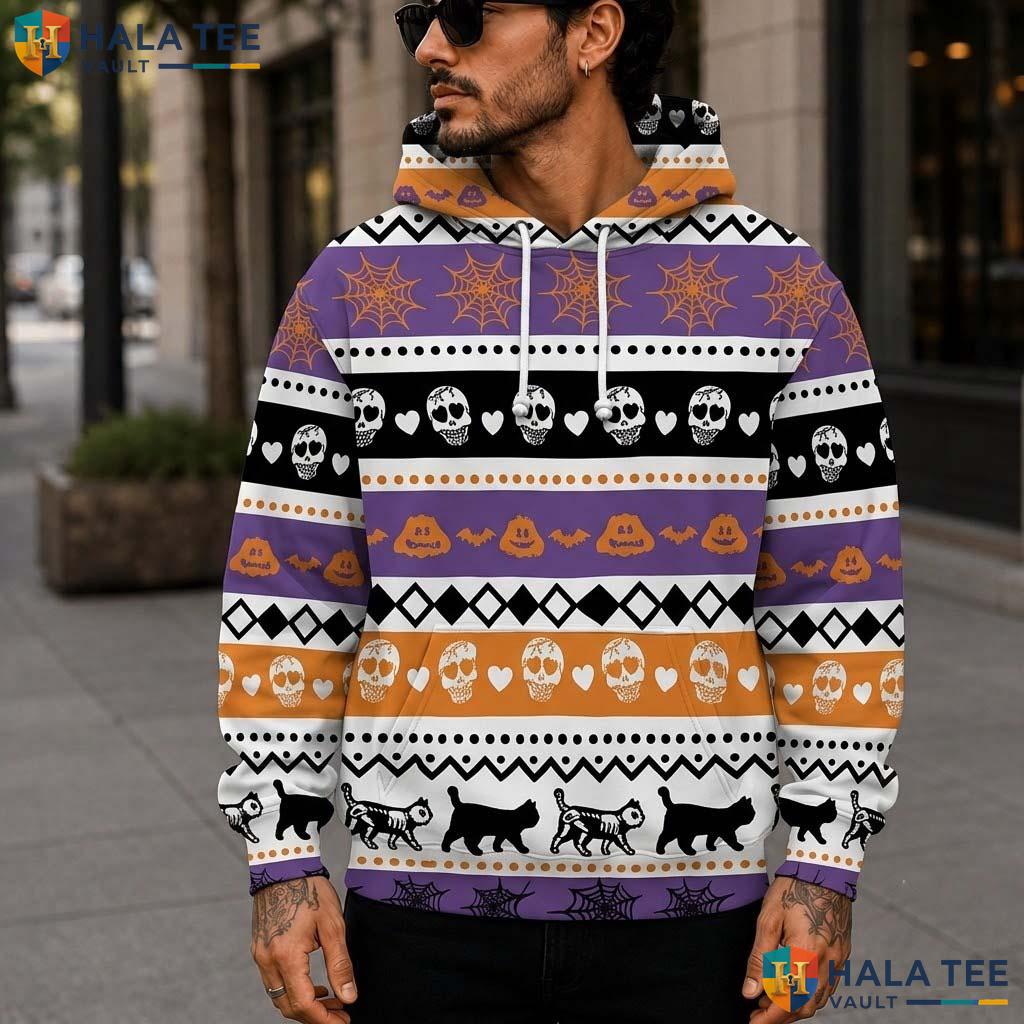 Vintage Skull Skeleton 3D Printed Hoodie Spooky Pumpkin Festive Celebration