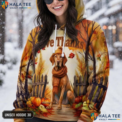 Vizsla Pumpkins Autumn Thanksgiving 3D Printed Hoodie Cozy Fall Dog Apparel
