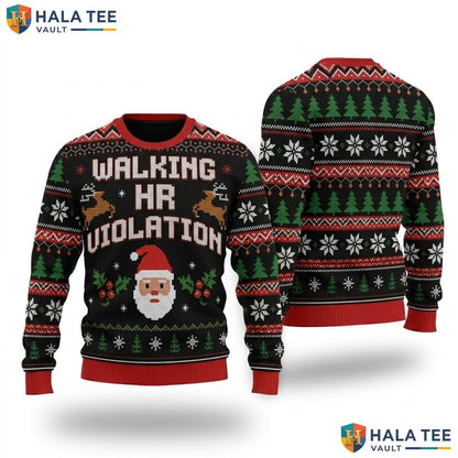 Walking HR Violation Ugly Christmas Sweater Office Party Adult Top