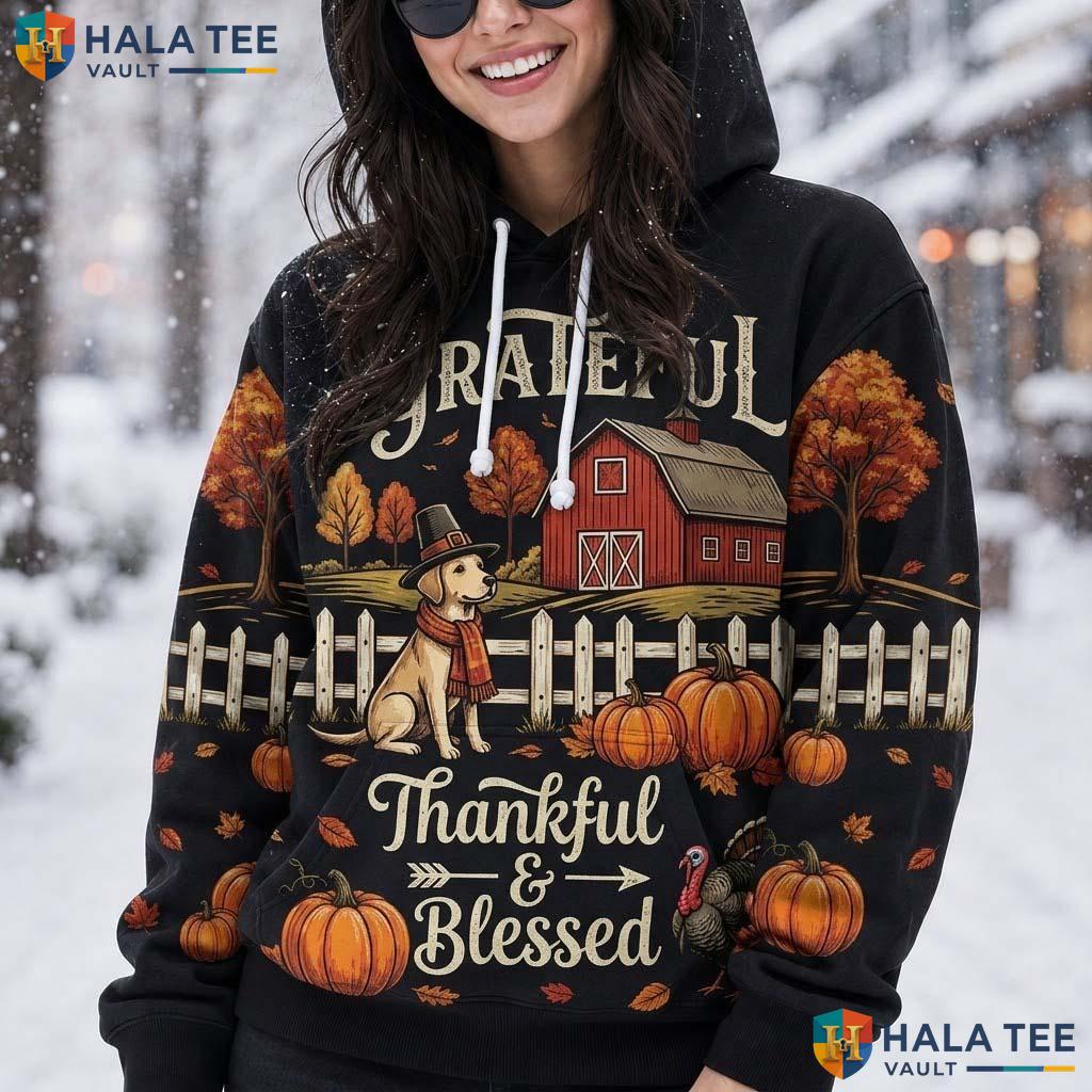 Warm Autumn Dog Thanksgiving 3D Printed Hoodie Grateful Thankful Blessed Top
