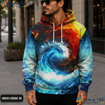 Water Fire Vortex 3D Printed Hoodie Warm Thick Sweatshirt Boys Girls Pullover